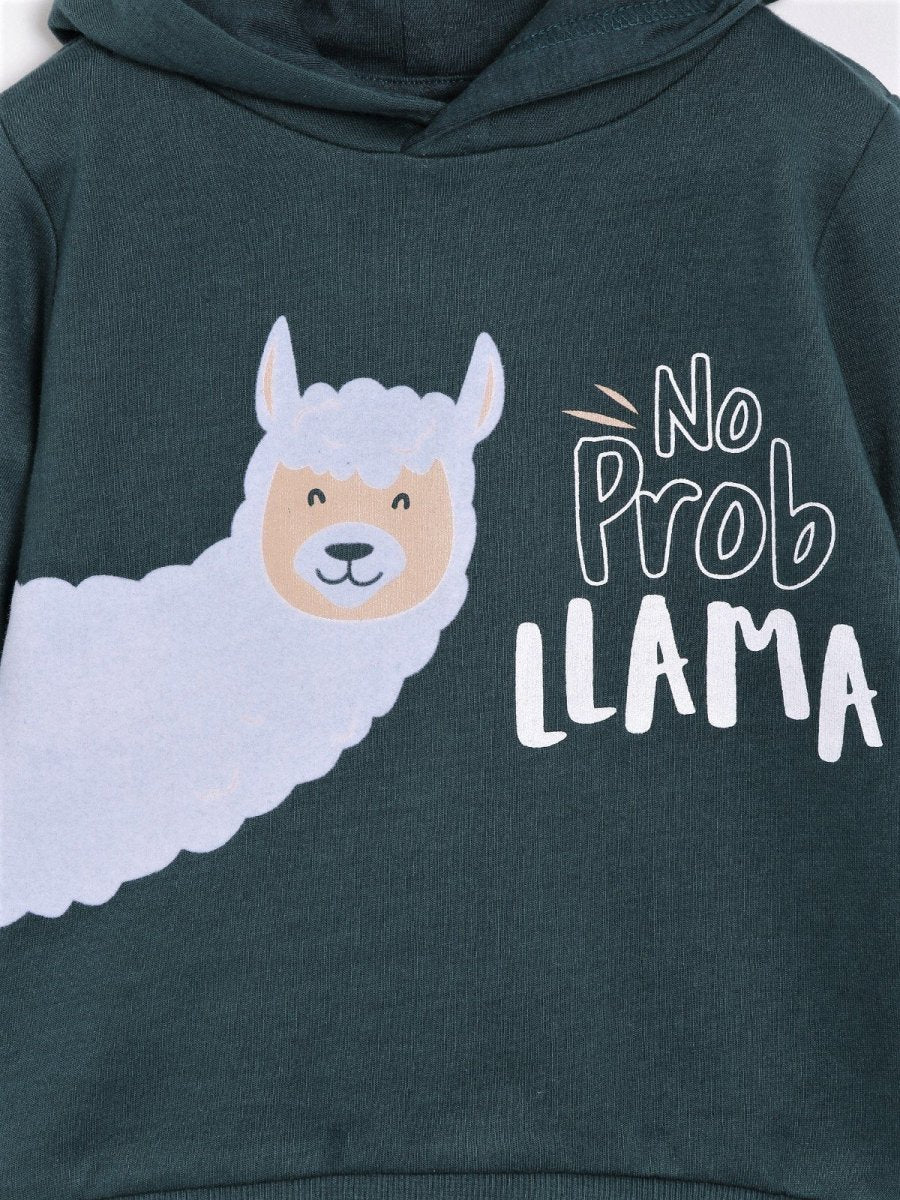 No Prob Llama Hooded Sweatshirt and Grey Sweatpants Combo - SWSP-NPGY-0-6