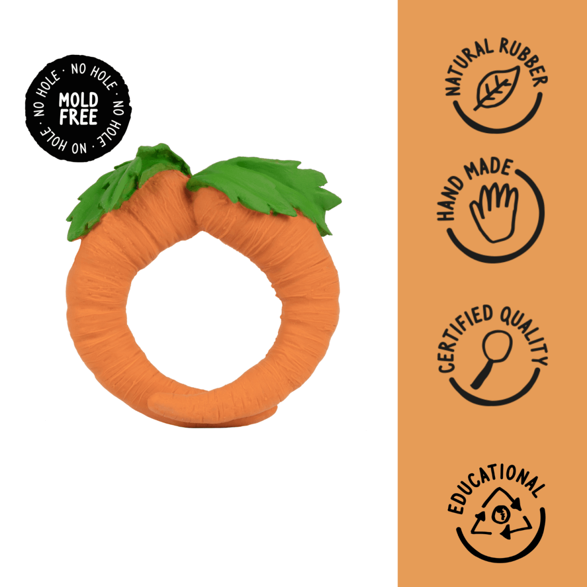 Oli & Carol Cathy The Carrot Natural Rubber Teether - L_CARROT