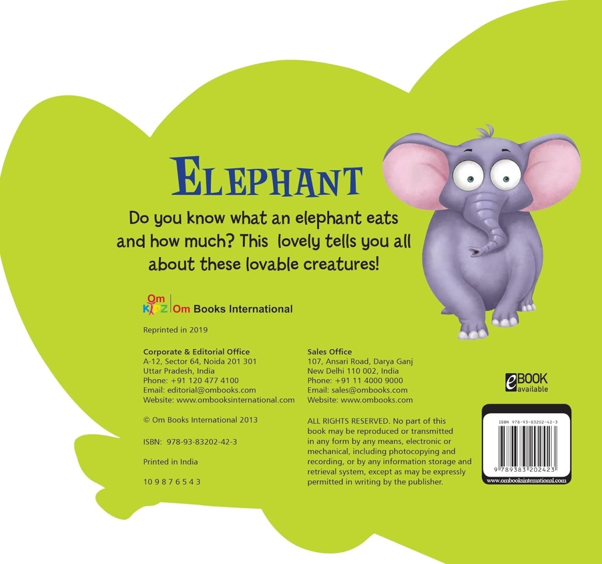 Om Books International Elephant ( Animals and Birds )- Cutout Board Books - 9789383202423