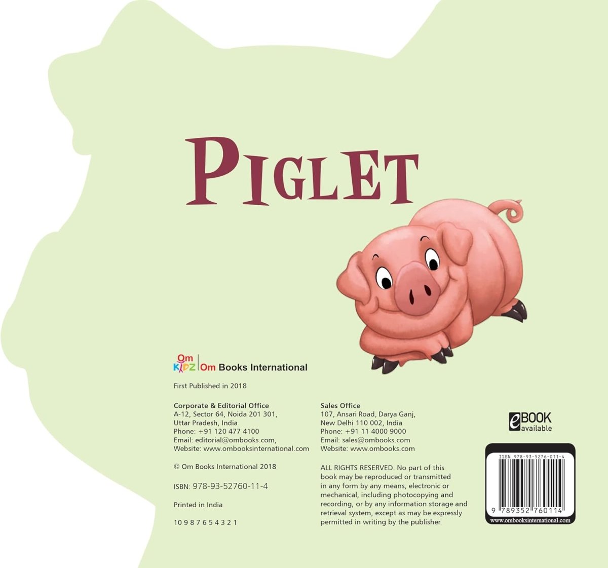 Om Books International Piglet ( Animals and Birds )- Cutout Board Books - 9789352760114
