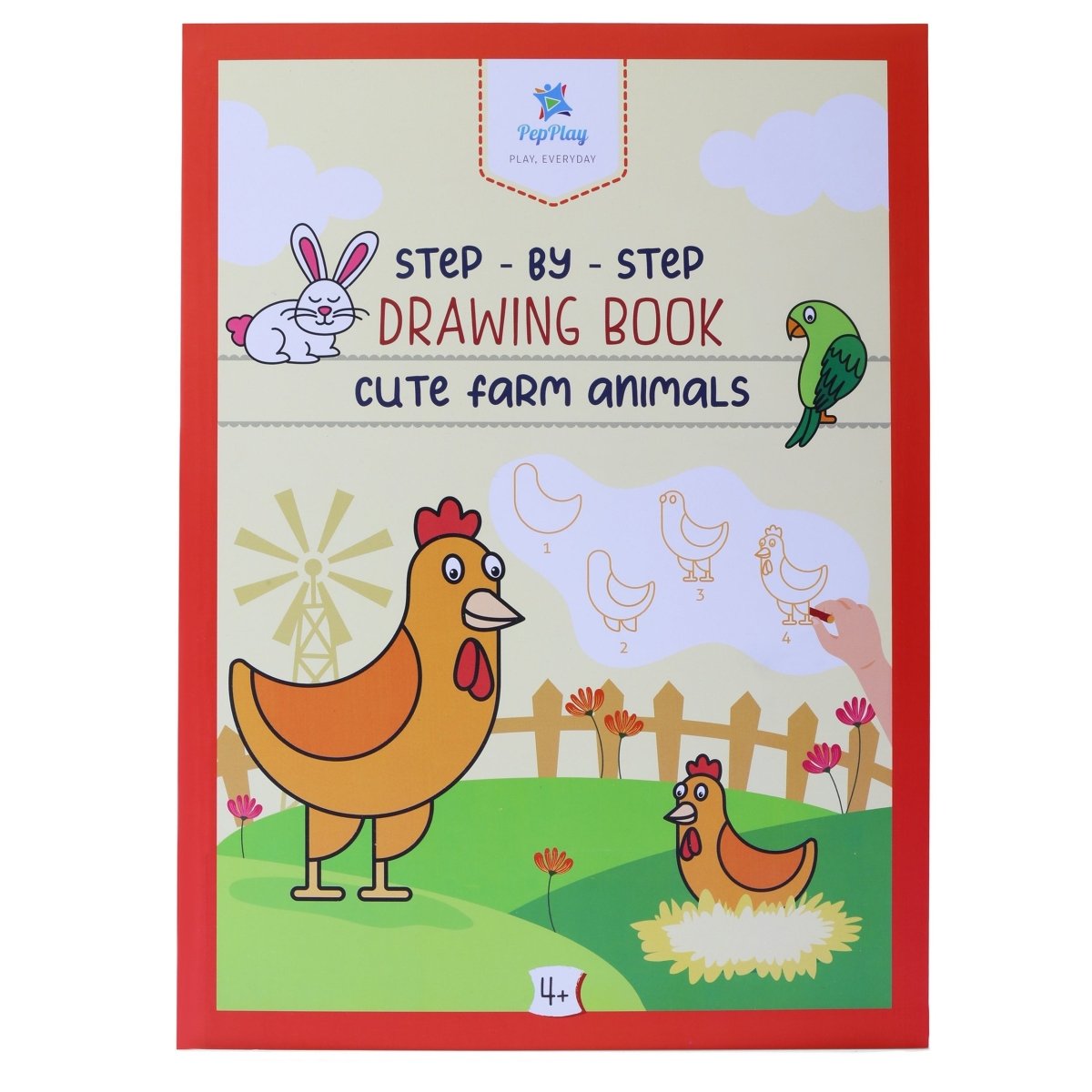 PepPlay Step by Step Drawing Book- Cute Farm Animals Theme - PP20502