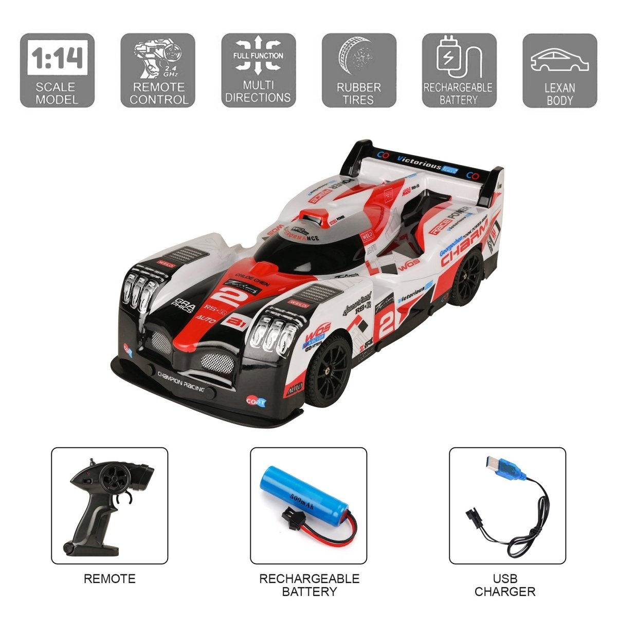Playzu Auto Racing R/C (1:14) - Red R/C Car - 05599R