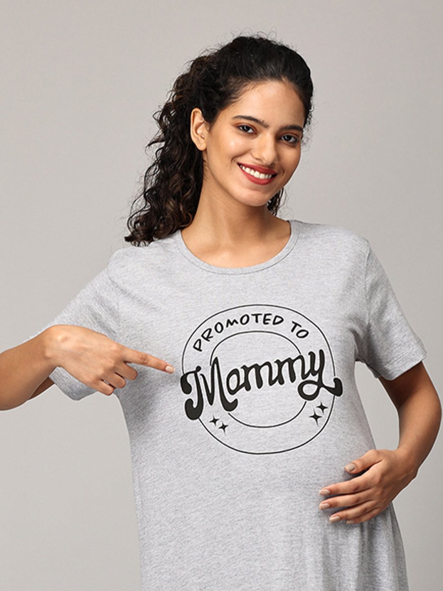 Promoted To Mummy Oversized Maternity T shirt Dress - NW-SC-PRMTM-S