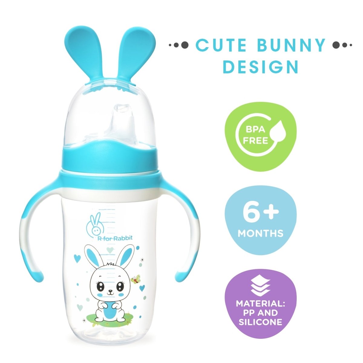 R for Rabbit Bunny Baby Spout Sippy Cup- Blue - SSBNB01