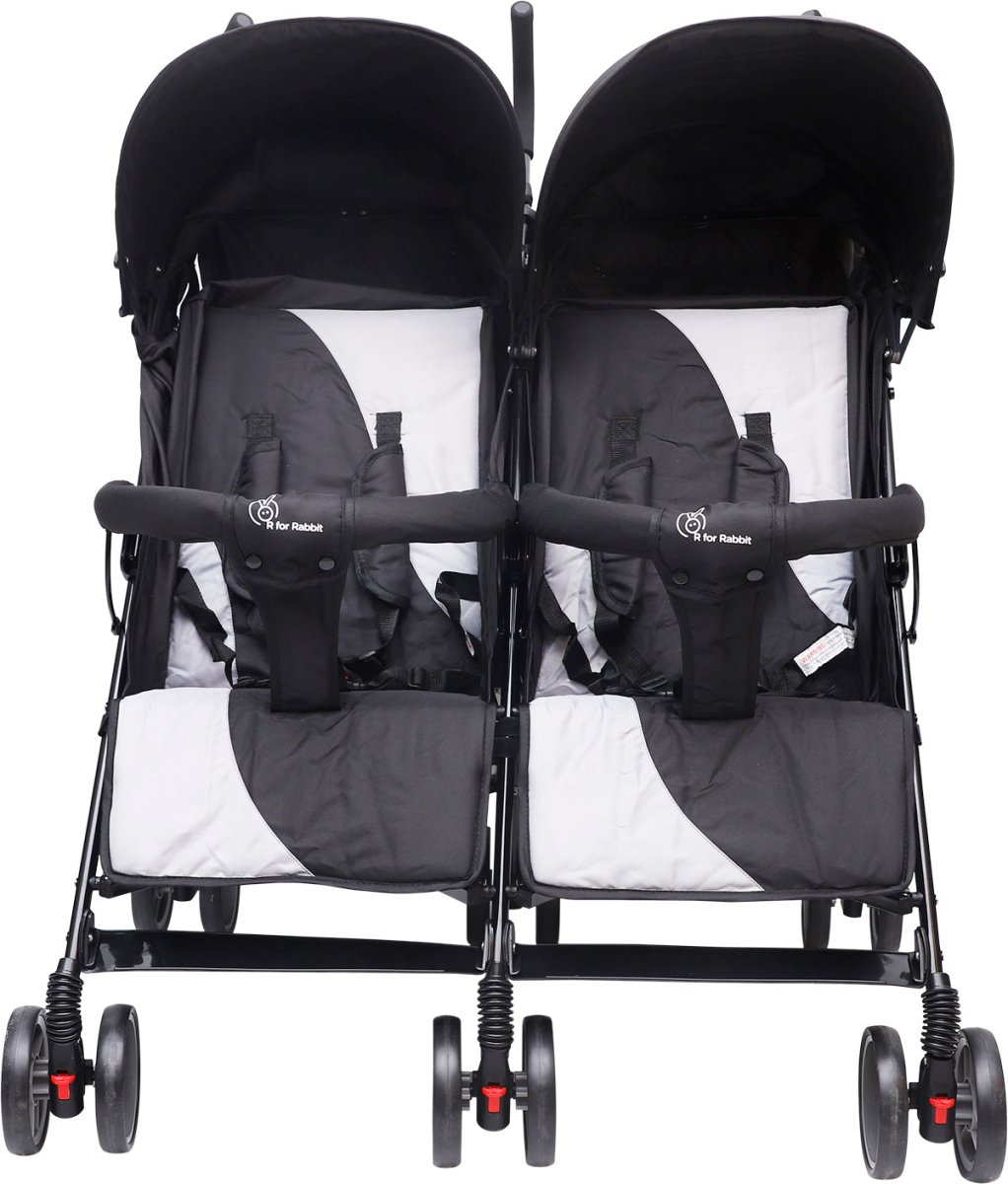 R for Rabbit Ginny And Johnny Twin Strollers & Pram- Grey