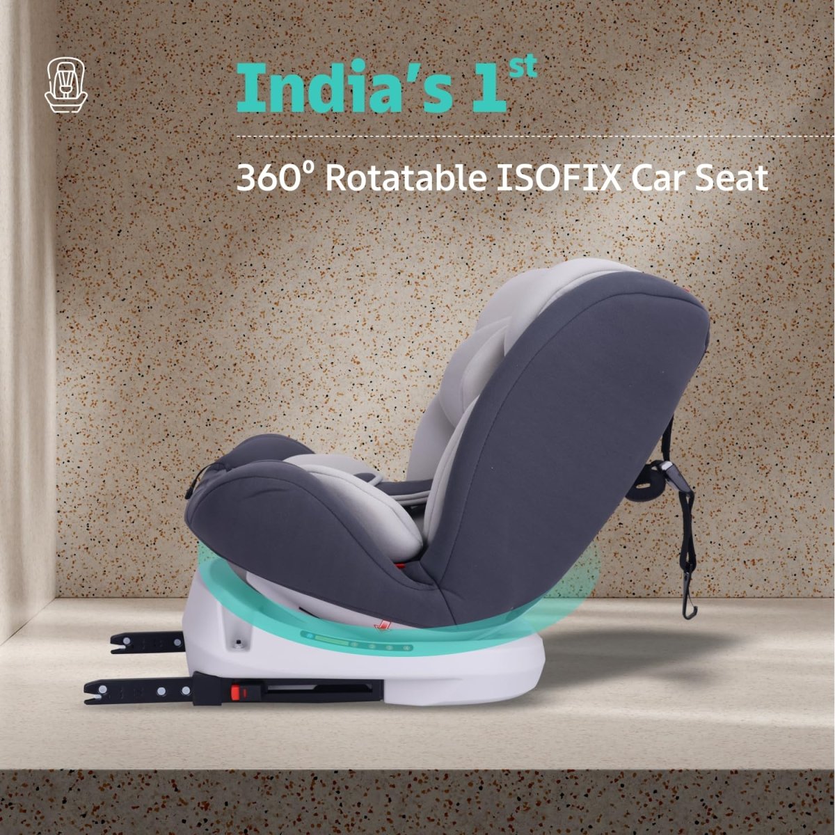R for Rabbit Jack N Jill Grand ISOFIX Convertible Baby Car Seat for Kids- Grey - CCJJIG5