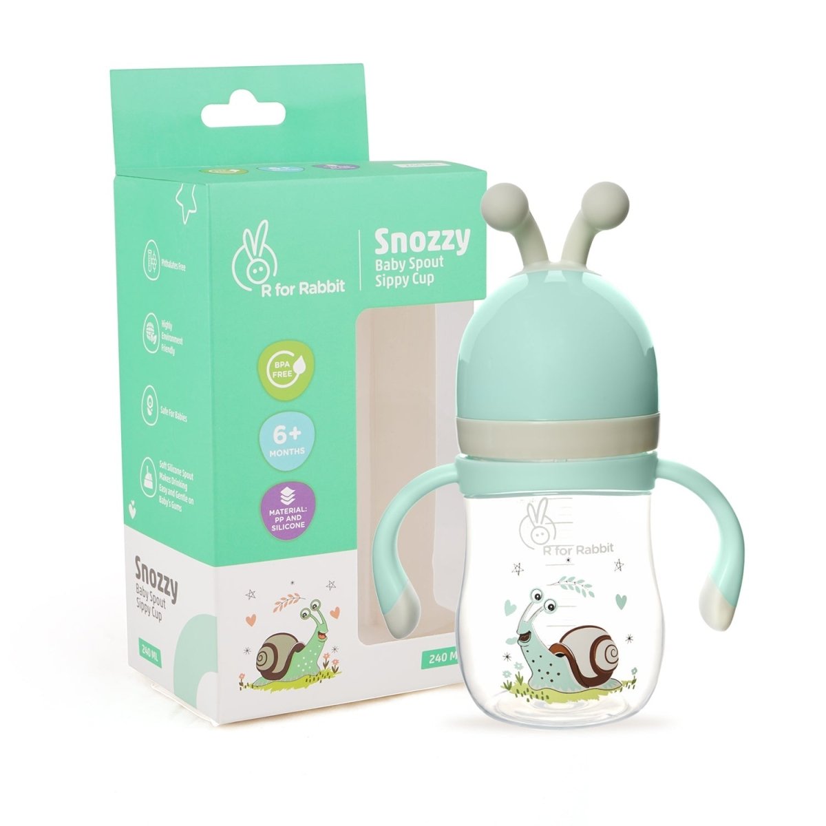 R for Rabbit Snoozy Baby Spout Sippy Cup 240ml- Green - SSSZG01