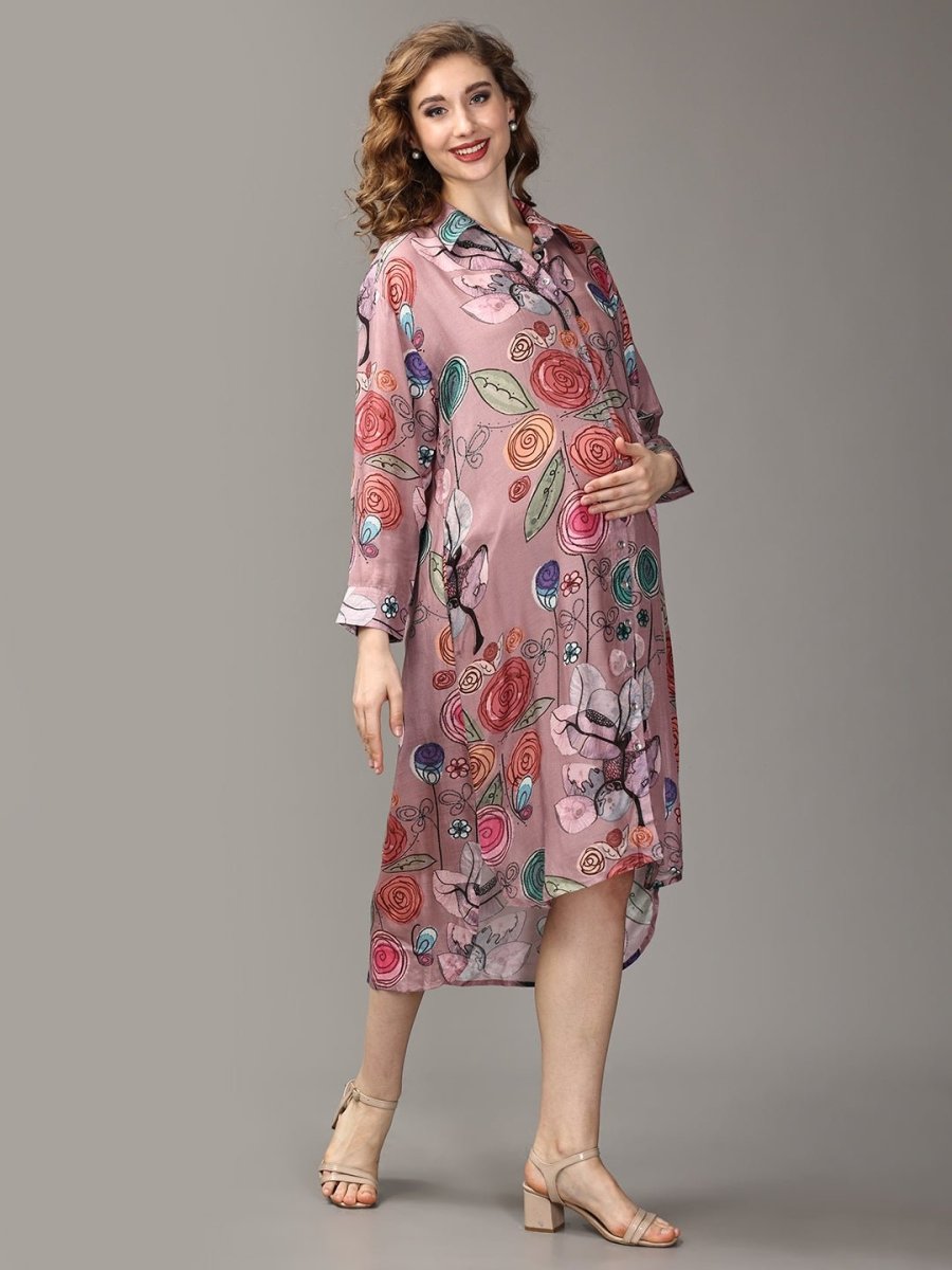 Rozz A Day Maternity and Nursing Oversized Shirt Dress - DRS-SK-RZADO-S