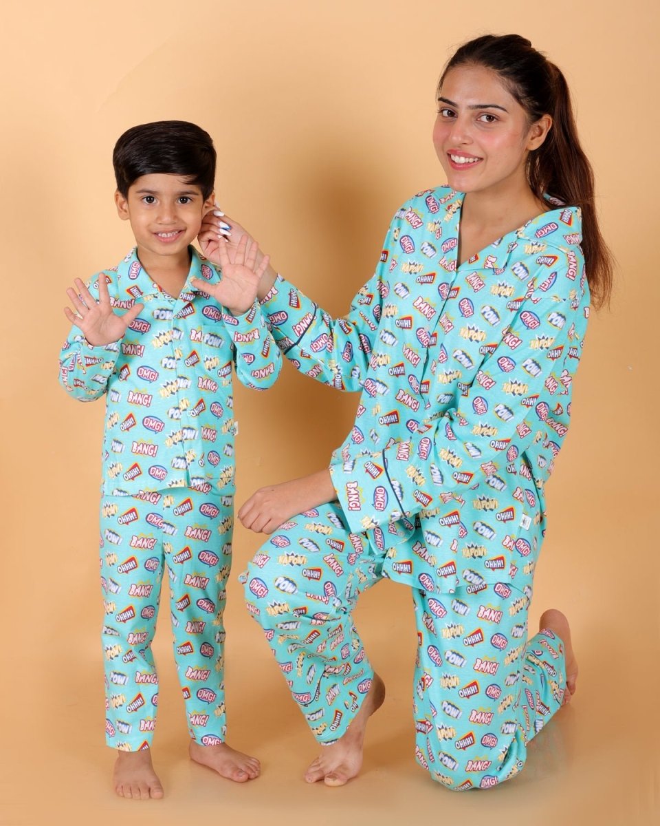 Set Of 2: Mighty Fighter Matching Pajama Set For Mom And Baby - TWN2-MGTFT