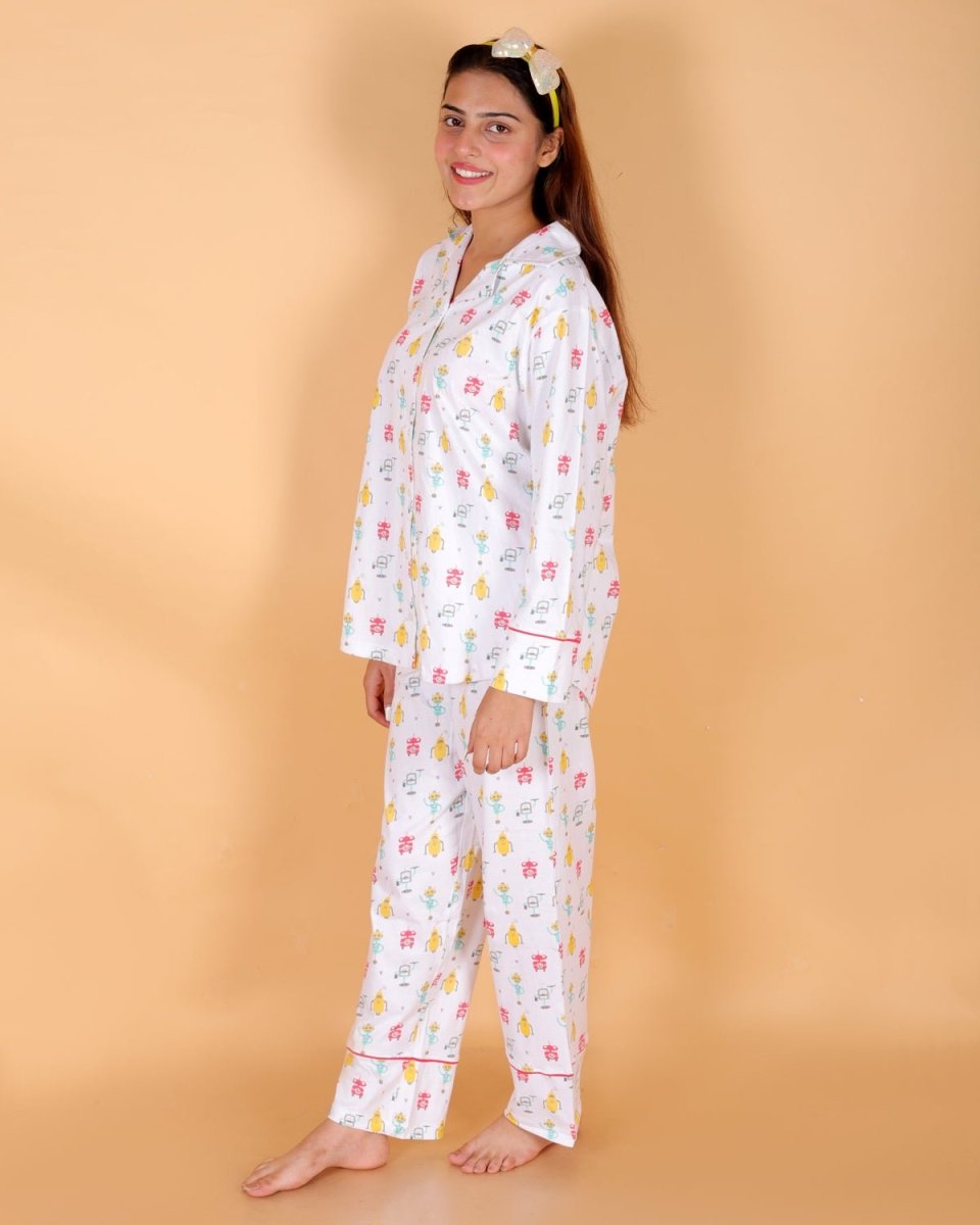 Set Of 2: Robo Club Matching Pajama Set For Mom And Baby - TWN2-ROBCB