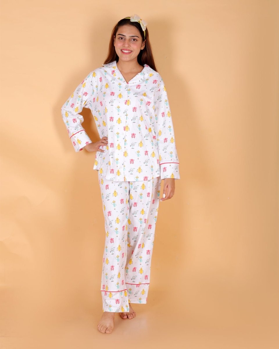 Set Of 3: Robo Club Matching Pajama Set For Mom And Baby - TWN3-RBCLB