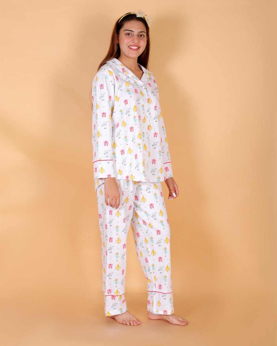 Set Of 3: Robo Club Matching Pajama Set For Mom And Baby - TWN3-RBCLB
