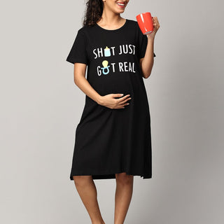 Shit Just Got Real Oversized Maternity T shirt Dress - NW-SC-STJTG-S
