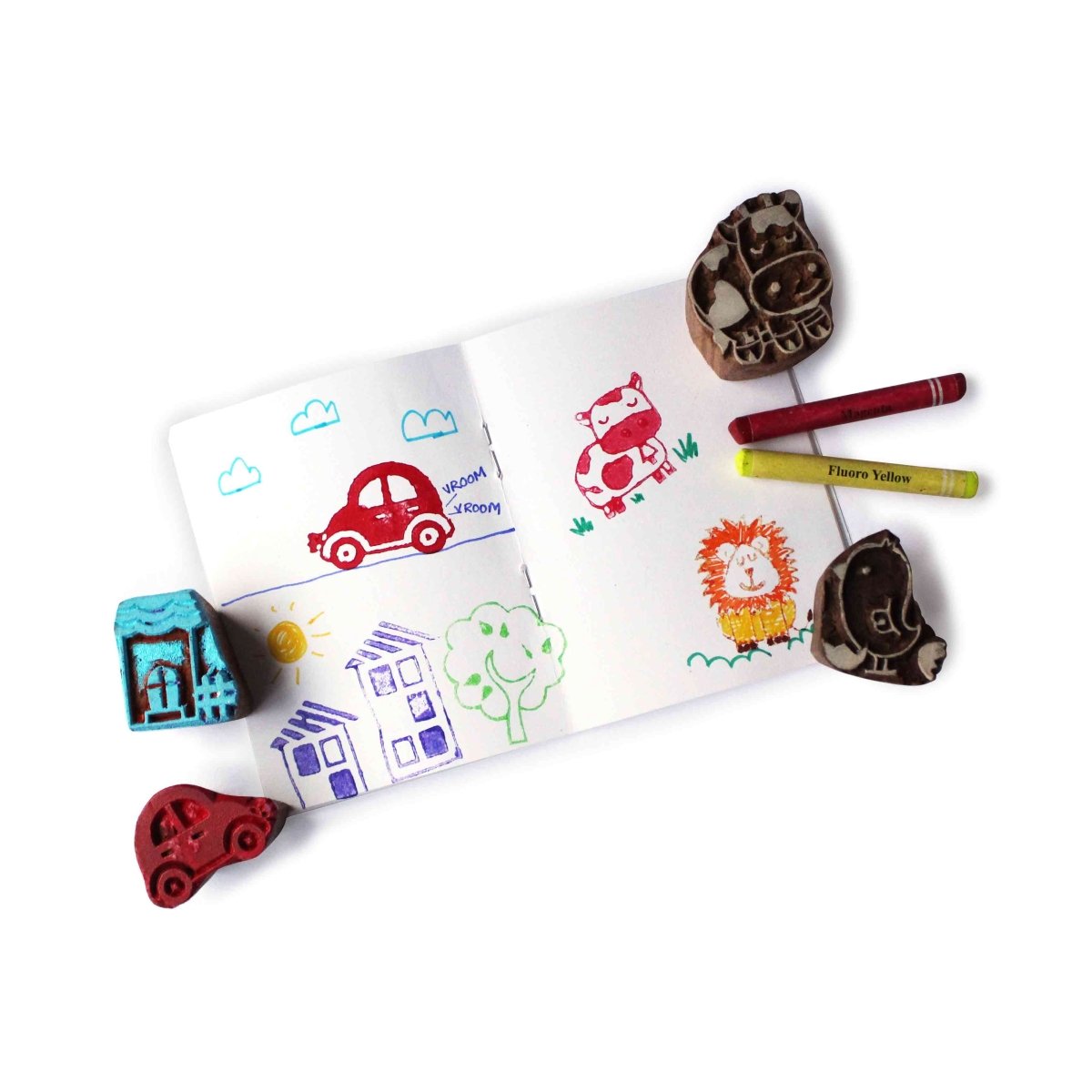 Shumee Monster Fun Wooden Stamps Set - EXP-IN-IHD-MS-W-3yr-0031
