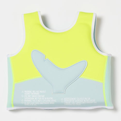 SUNNYLiFE Salty the Shark Swim Vest Aqua Neon Yellow - SCMSVAQS