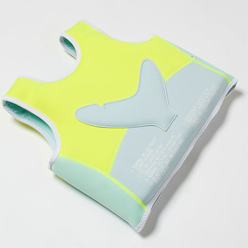 SUNNYLiFE Salty the Shark Swim Vest Aqua Neon Yellow - SCMSVAQS