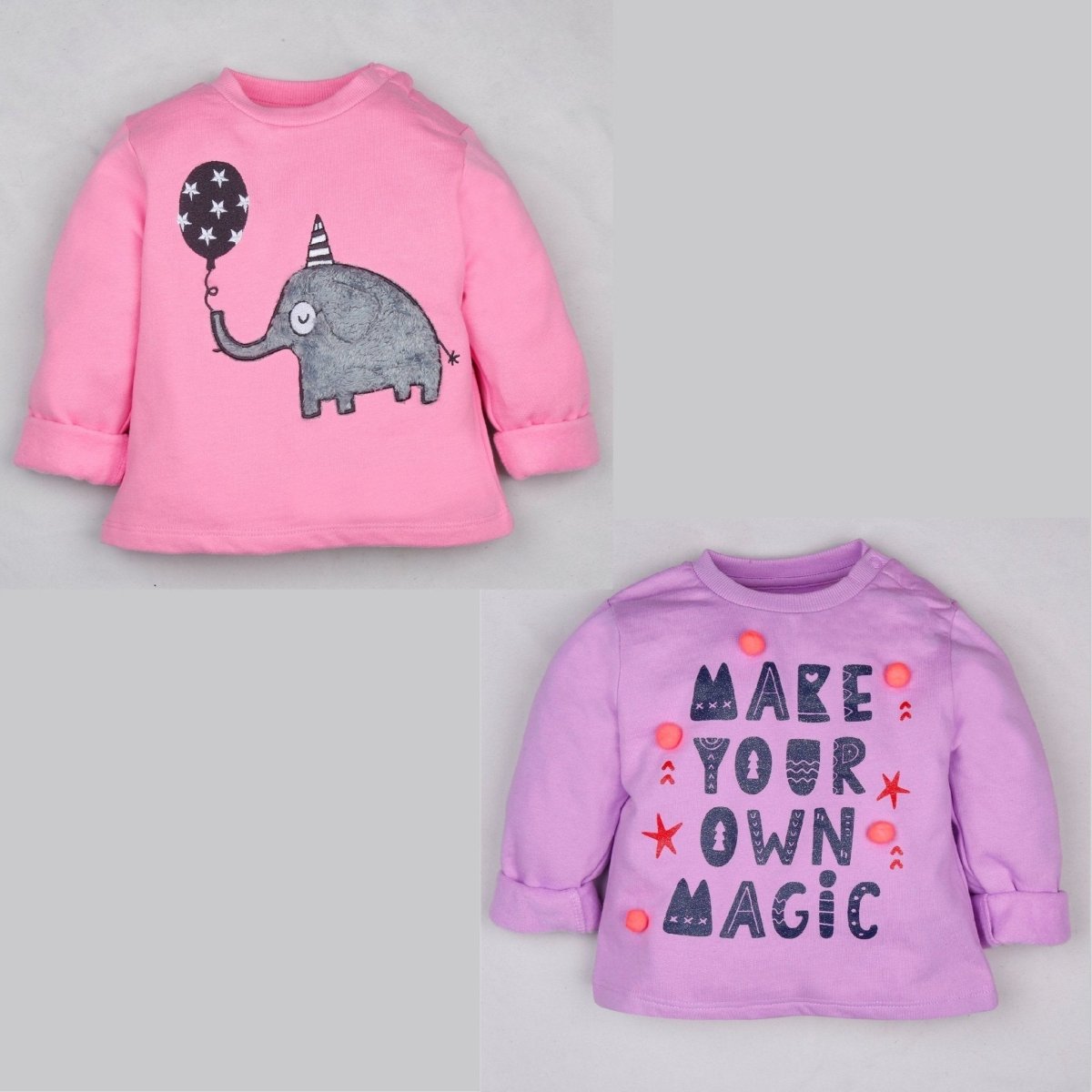 Sweatshirt Combo- Pom Pom and Elephant - KDSWT-2-PMELE-0-6