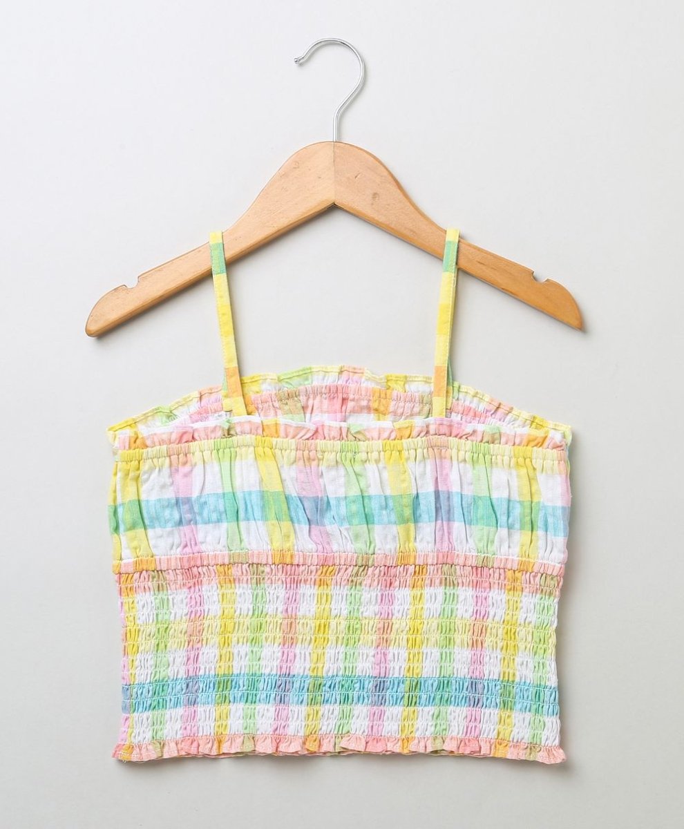 Sweetlime By AS Cotton Checkered Skirt top smoking co-ord set- Multi - SLG-CO-ORD-00958_2-3Yrs