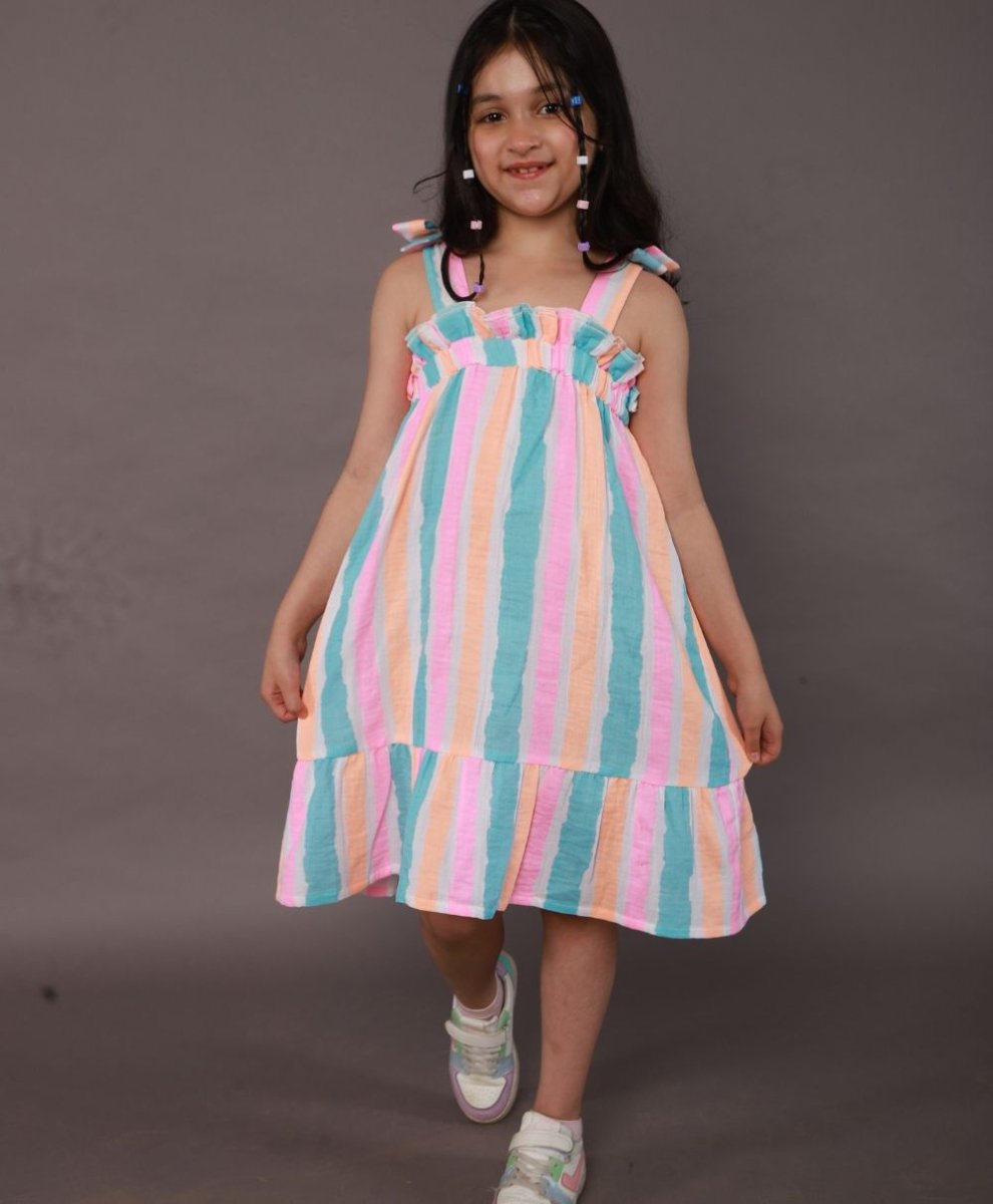 Sweetlime By AS Multicolored Striped Cotton Dress. - SLG-DRESS-01051_3-4Y