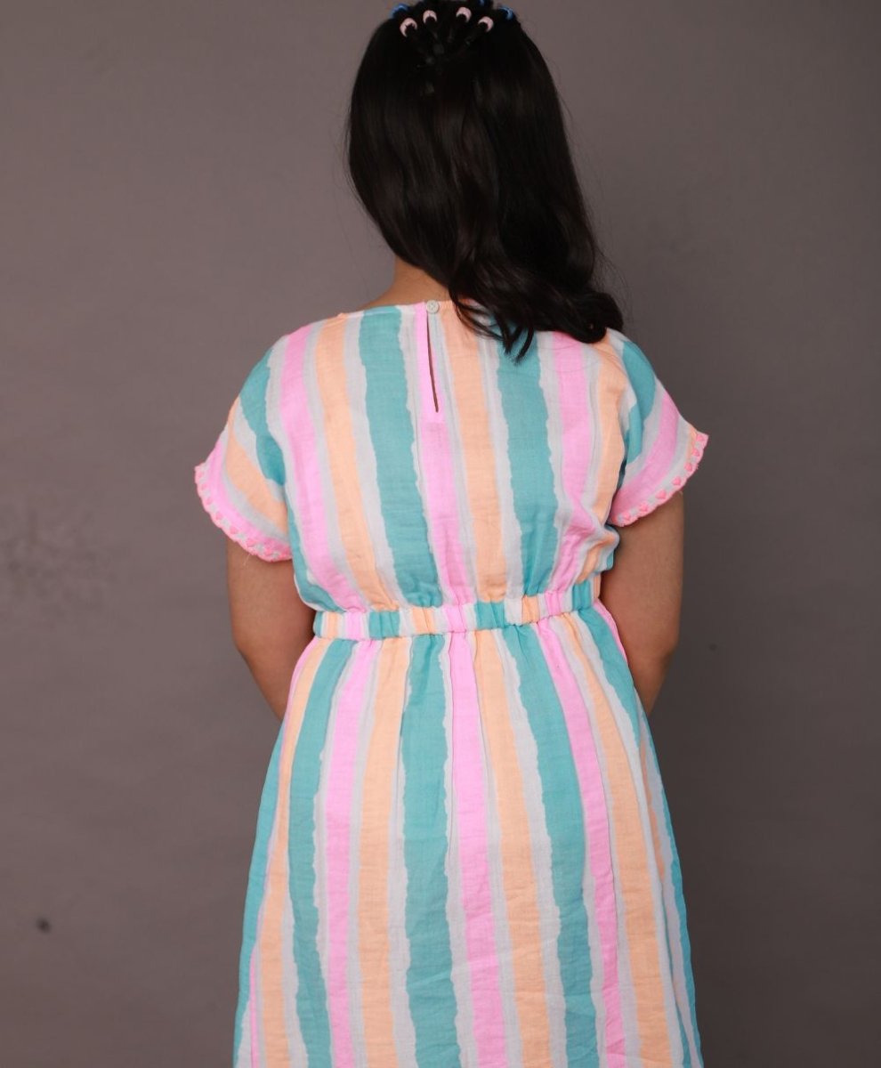 Sweetlime By AS Multicoloured Striped Cotton Kaftan. - SLG-DRESS-01053_3-4Y