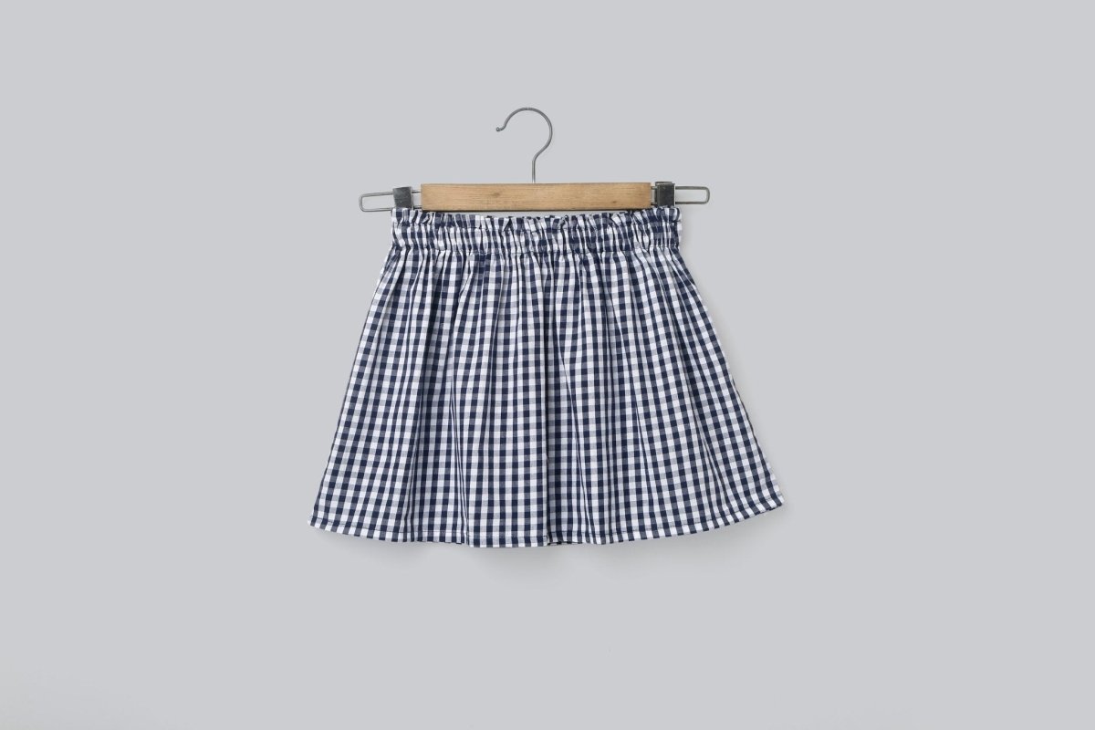 Sweetlime by AS Navy Yarn Dyed Checks Knee Length Skirt - SLG-SKIRT-220-2yrs-3yrs