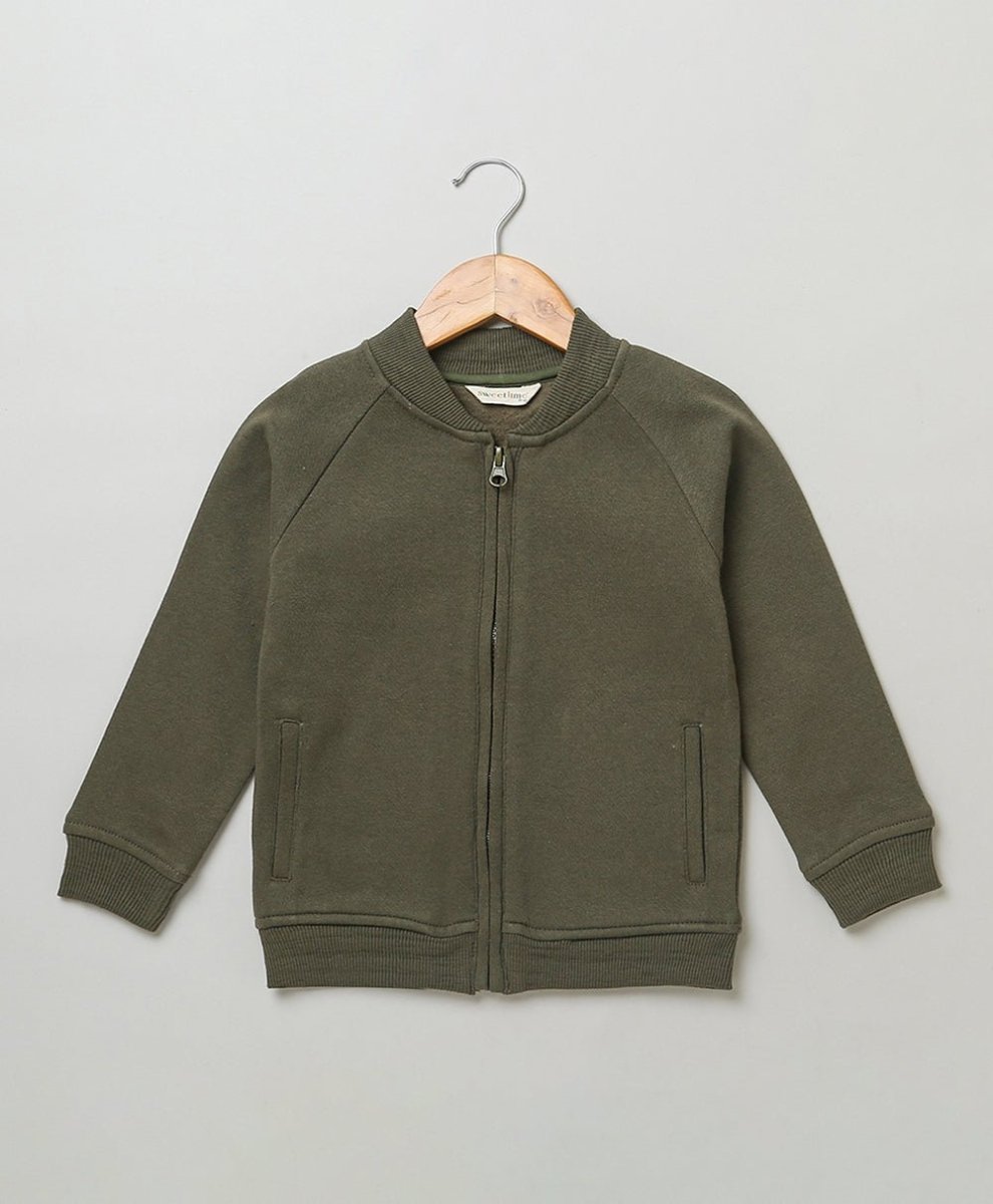 Sweetlime By AS Olive Green Cotton Fleece Jacket. - SLB-JKT-01041_3-6 M