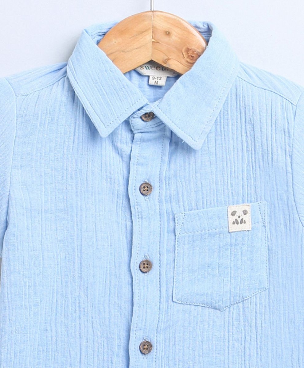 Sweetlime By AS Sky Blue Short Sleeves Cotton Shirt with a Koala Logo. - SLG-Shirt-01050_1-3M