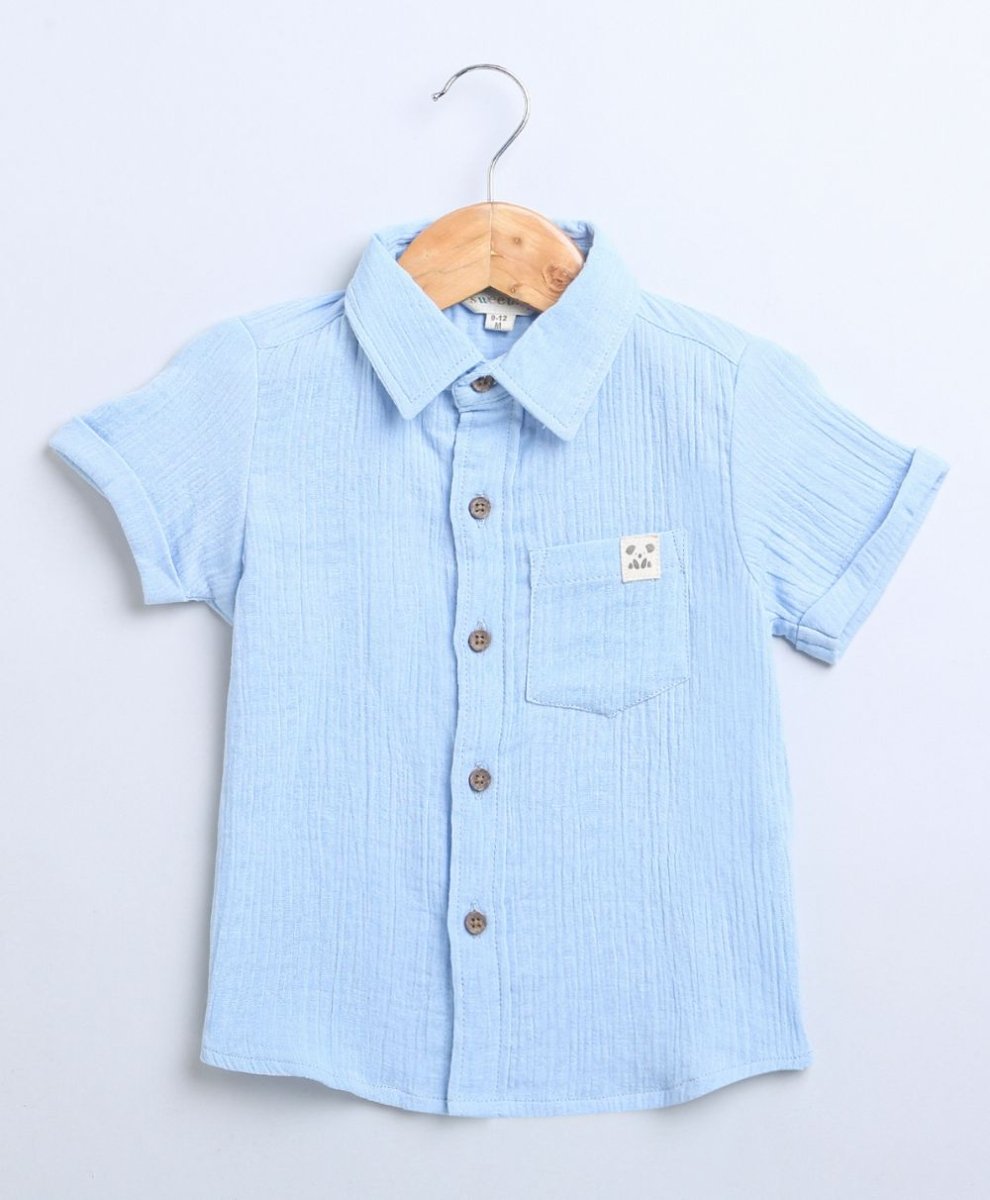 Sweetlime By AS Sky Blue Short Sleeves Cotton Shirt with a Koala Logo. - SLG-Shirt-01050_1-3M