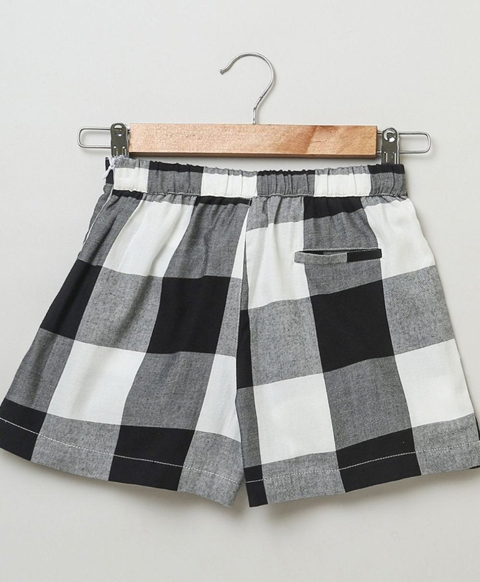 Sweetlime By AS White and Black Checkered Skirt Cum Shorts. - SLG-Skirt-01023_3-4 Y