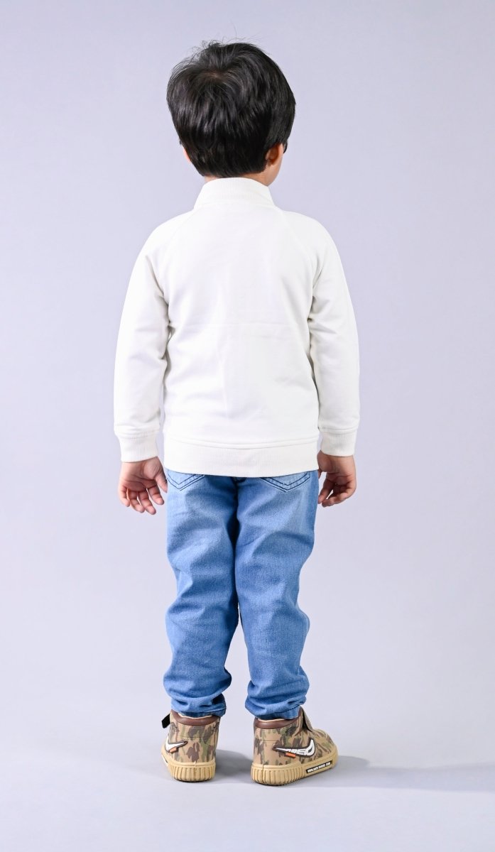 Sweetlime By As White Cotton Fleece Jacket - SLB-JKT-01039_3-6M