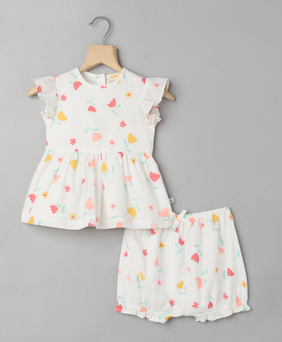 Sweetlime By AS White Floral Organic Cotton Dress - SLG-CO-ORD-00180_1-3M