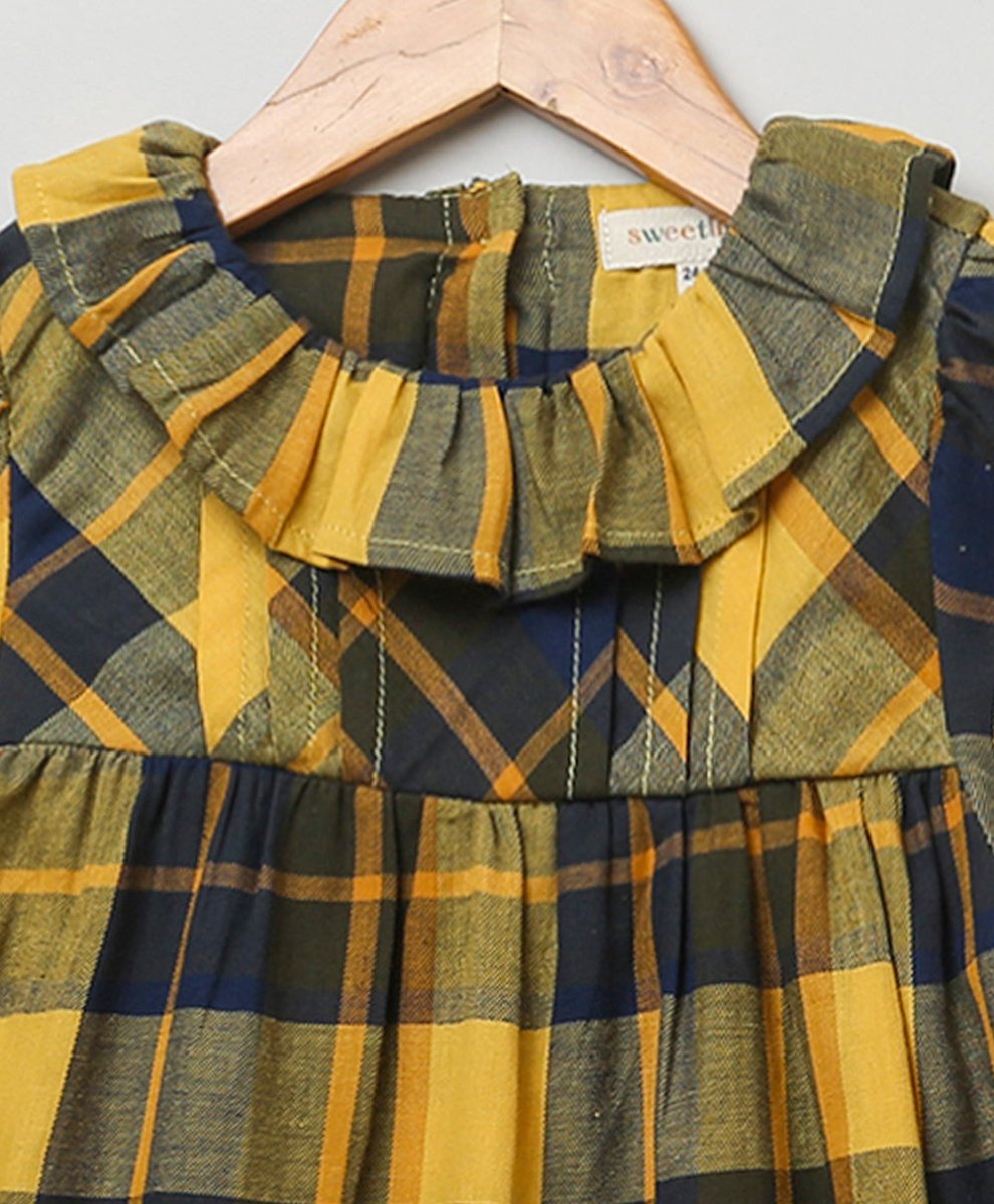 Sweetlime By AS Yellow Long Sleeves Plaid Flannel Dress. - SLG-DRESS-01019_9-12M