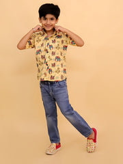 Teal-a-Trunk Elephant Print Boys Shirt