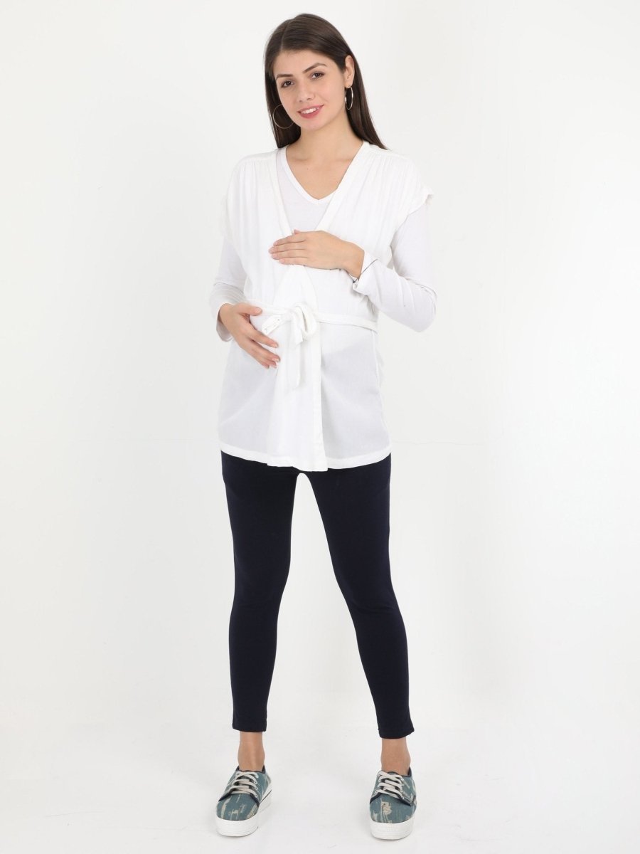White Wrap Maternity and Nursing Shrug - MAT-SG-WHTWRP-S