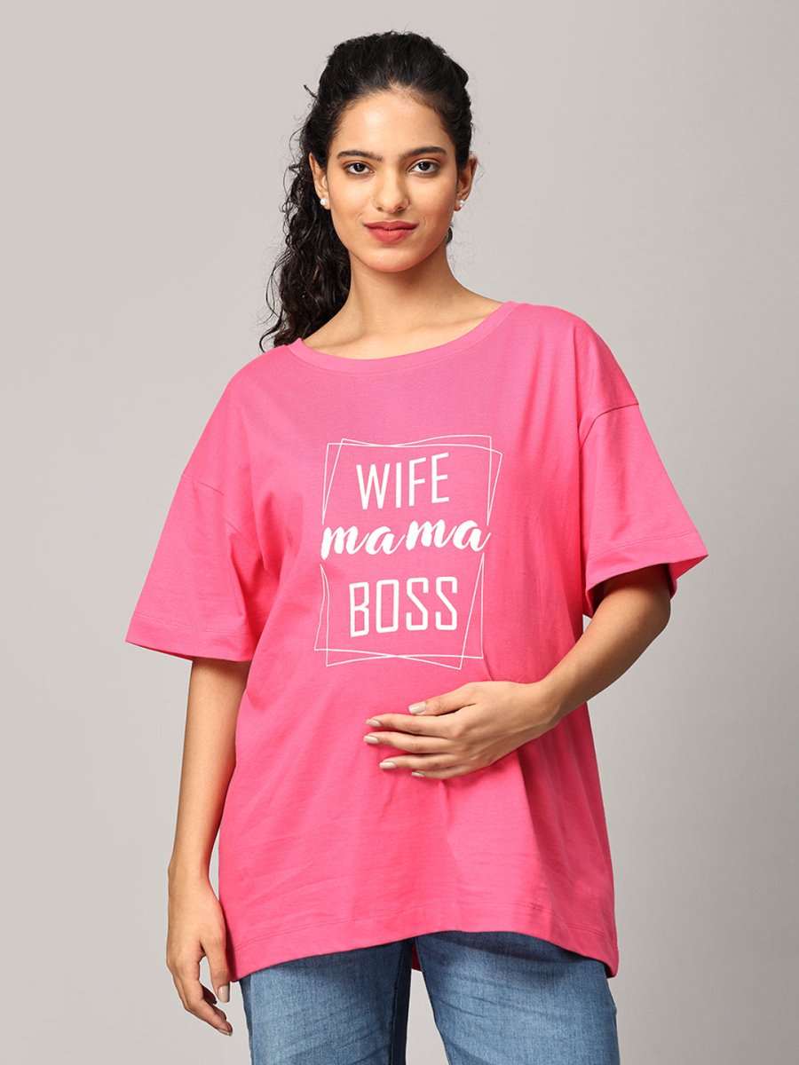 Wife-Mama-Boss Oversized Mumma T shirt - MAT-SC-WFMBO-S