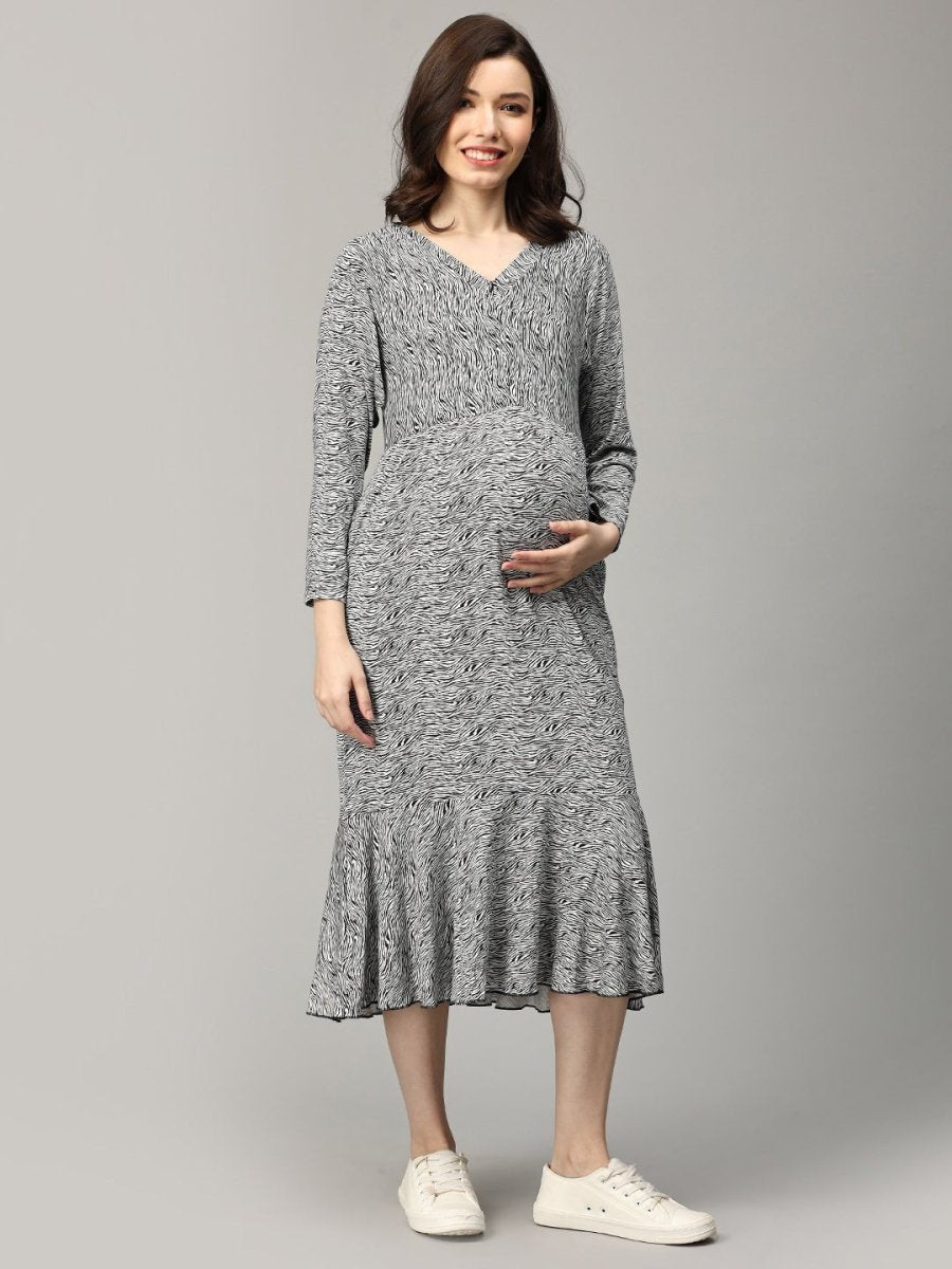 Yin-Yang Chic Maternity and Nursing Dress - DRS-SD-ZBRPM-S