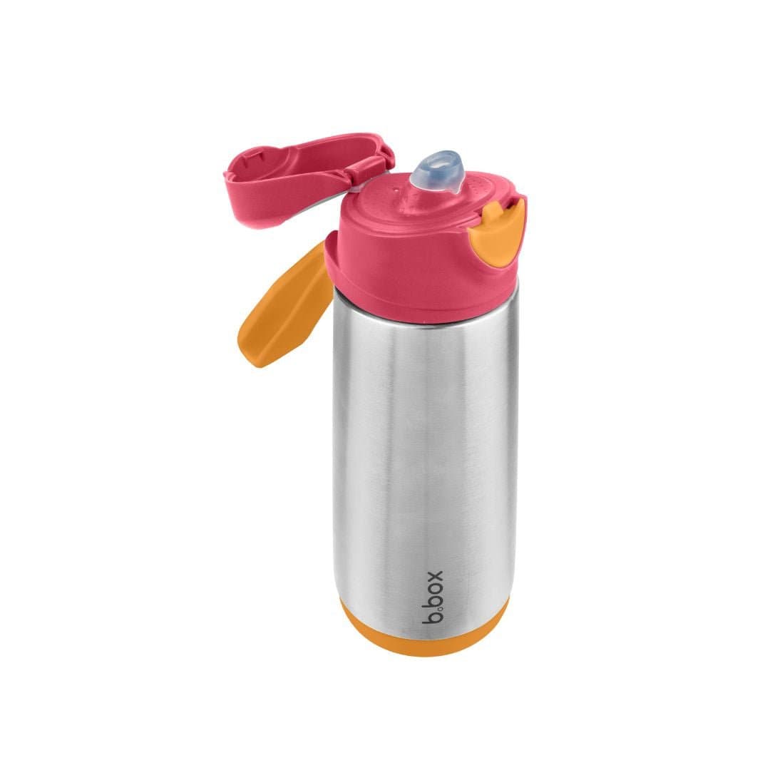 B.Box Insulated Sport Spout Drink Water Bottle Strawberry Shake Pink Orange: 500ml - 500934