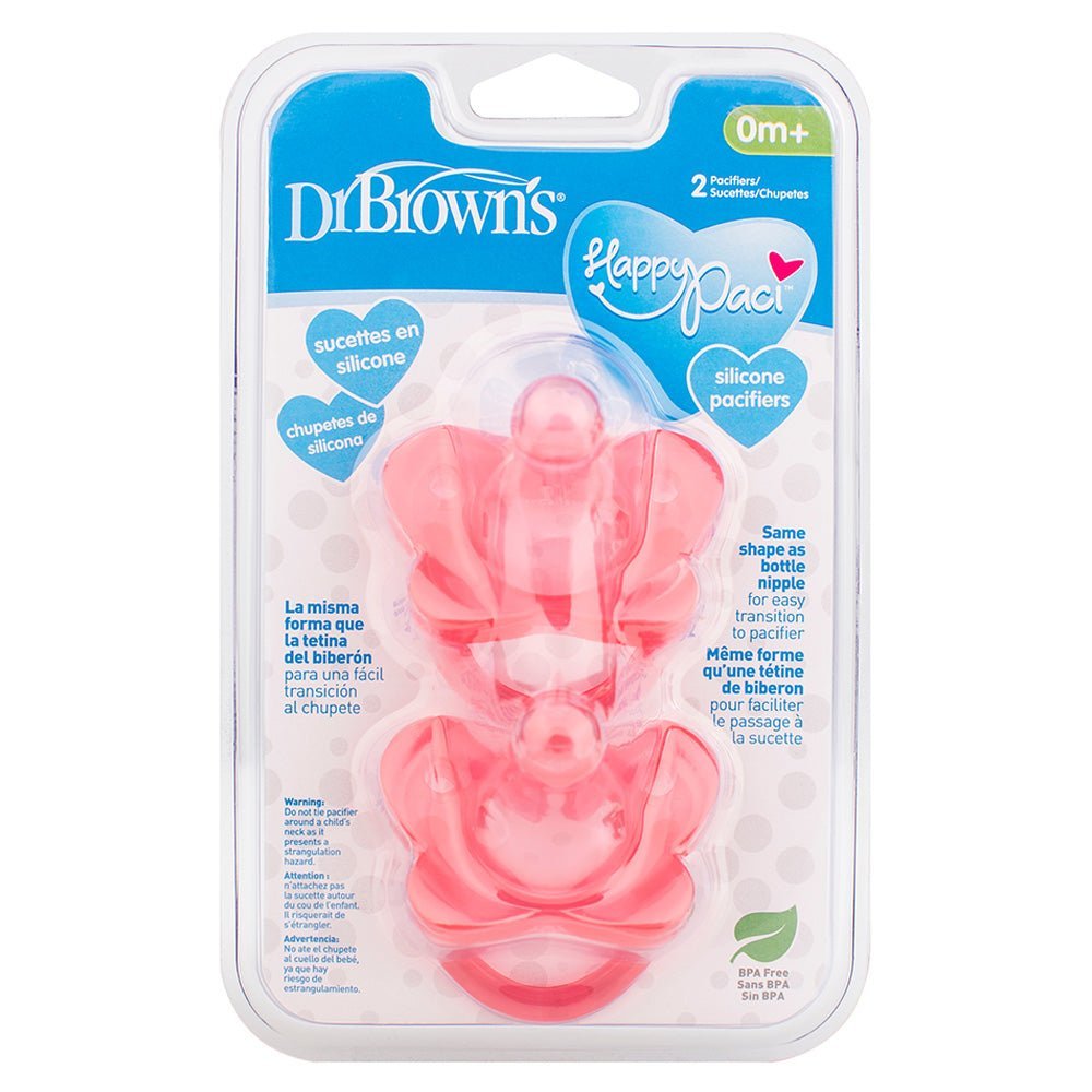 Dr. Browns Happy Pacifier Silicone Two-Piece Soother - Pink - DBPS12007-INTL