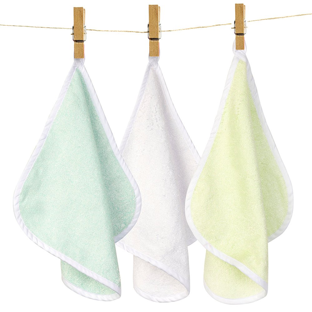 Fancy Fluff Pack of 3 Bamboo Cotton Washcloth- Blue - FF-BL-WCL-02