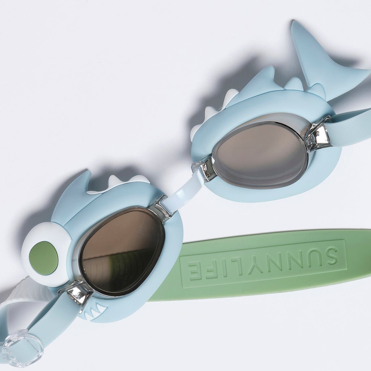 SUNNYLiFE Blue Color Mini Swim Goggles For Kids Shark Tribe Khaki - S3VGOGST