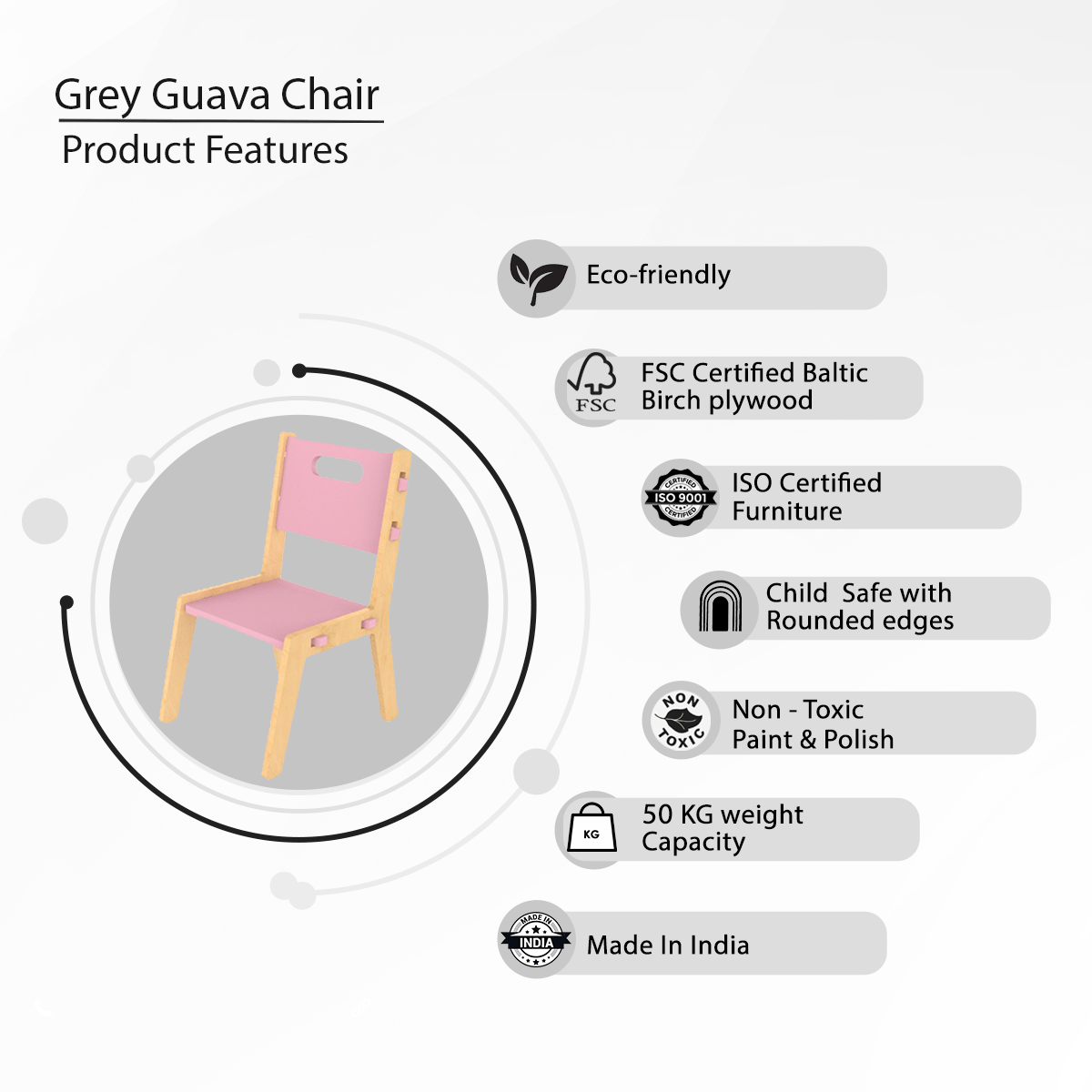 X&Y Grey Guava Chair - Pink - FG090918P
