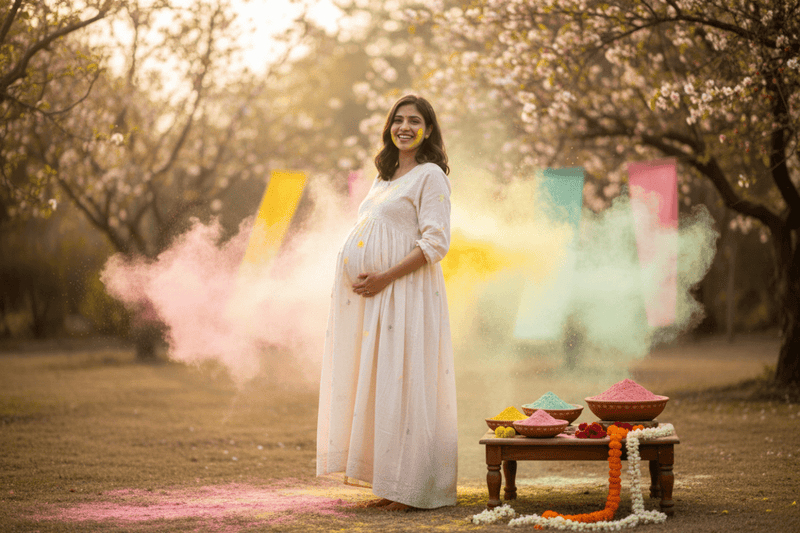How to Play Holi Safely During Pregnancy: Tips, Herbal Colors & the Cutest Maternity Outfits - The Mom Store