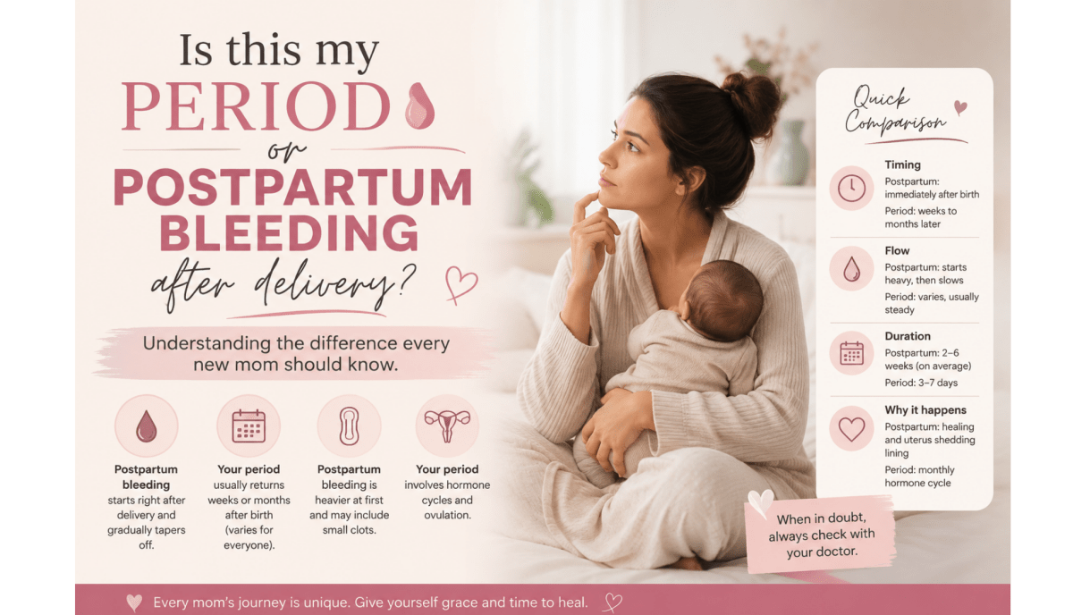 Is this my period or postpartum bleeding after delivery? - The Mom Store