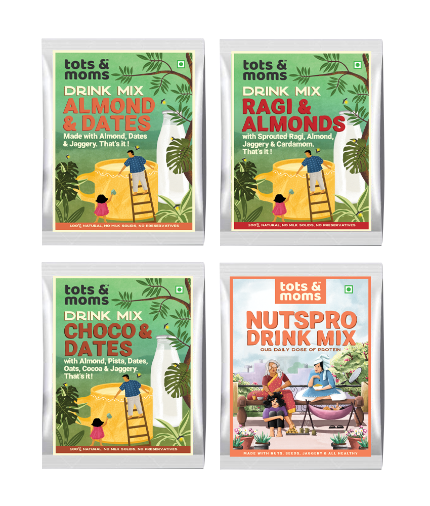 Tots & Moms  Drink Mixes Trial Combo | 4 Packs | 50g each