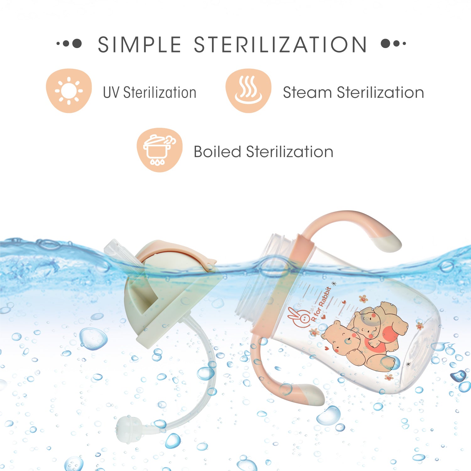 R for Rabbit Hippo Baby Straw Sipper- Yellow