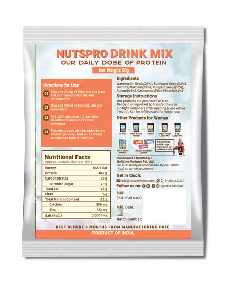 Tots & Moms  Drink Mixes Trial Combo | 4 Packs | 50g each