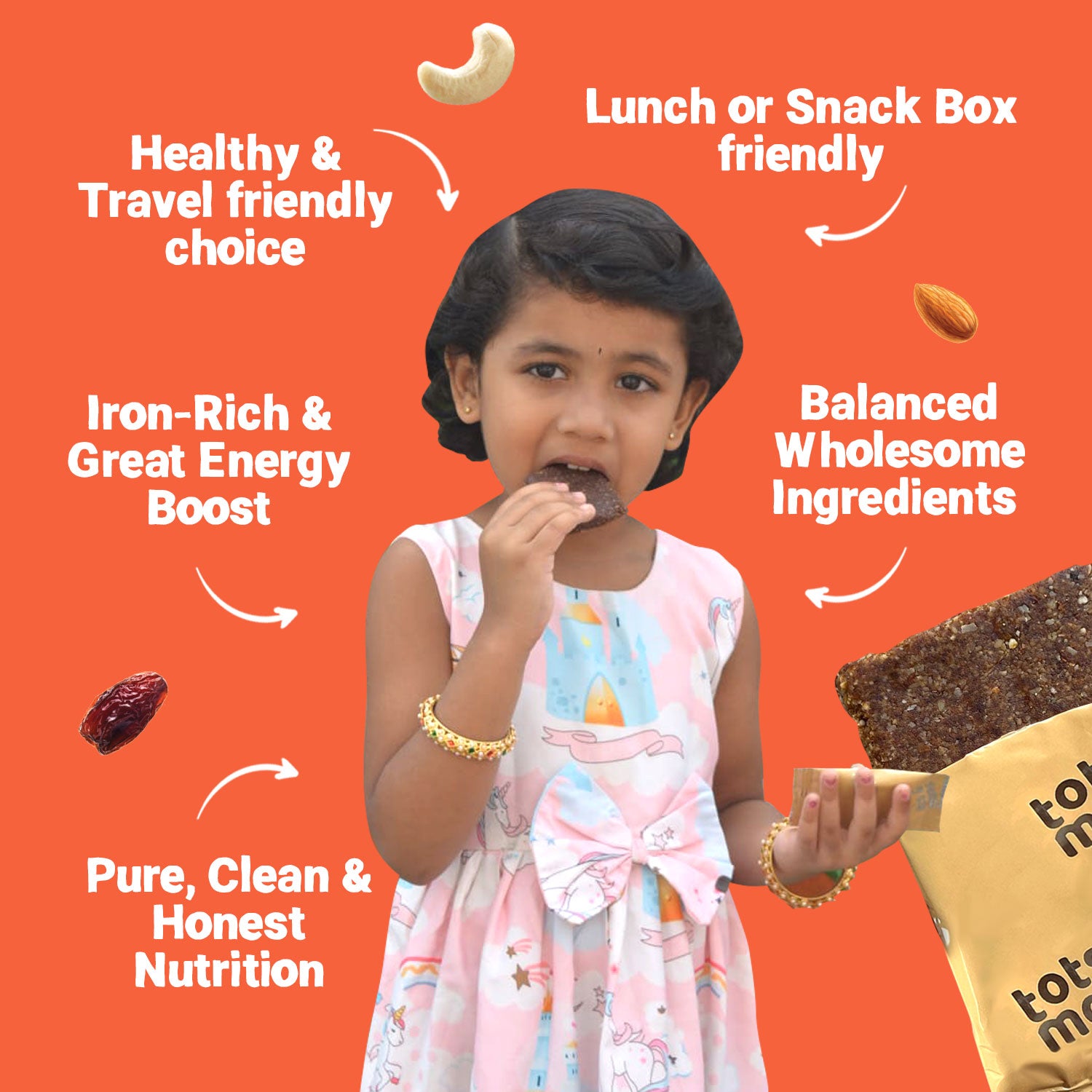 Tots & Moms Protein Bar - Dates & Nuts Bar - 150g