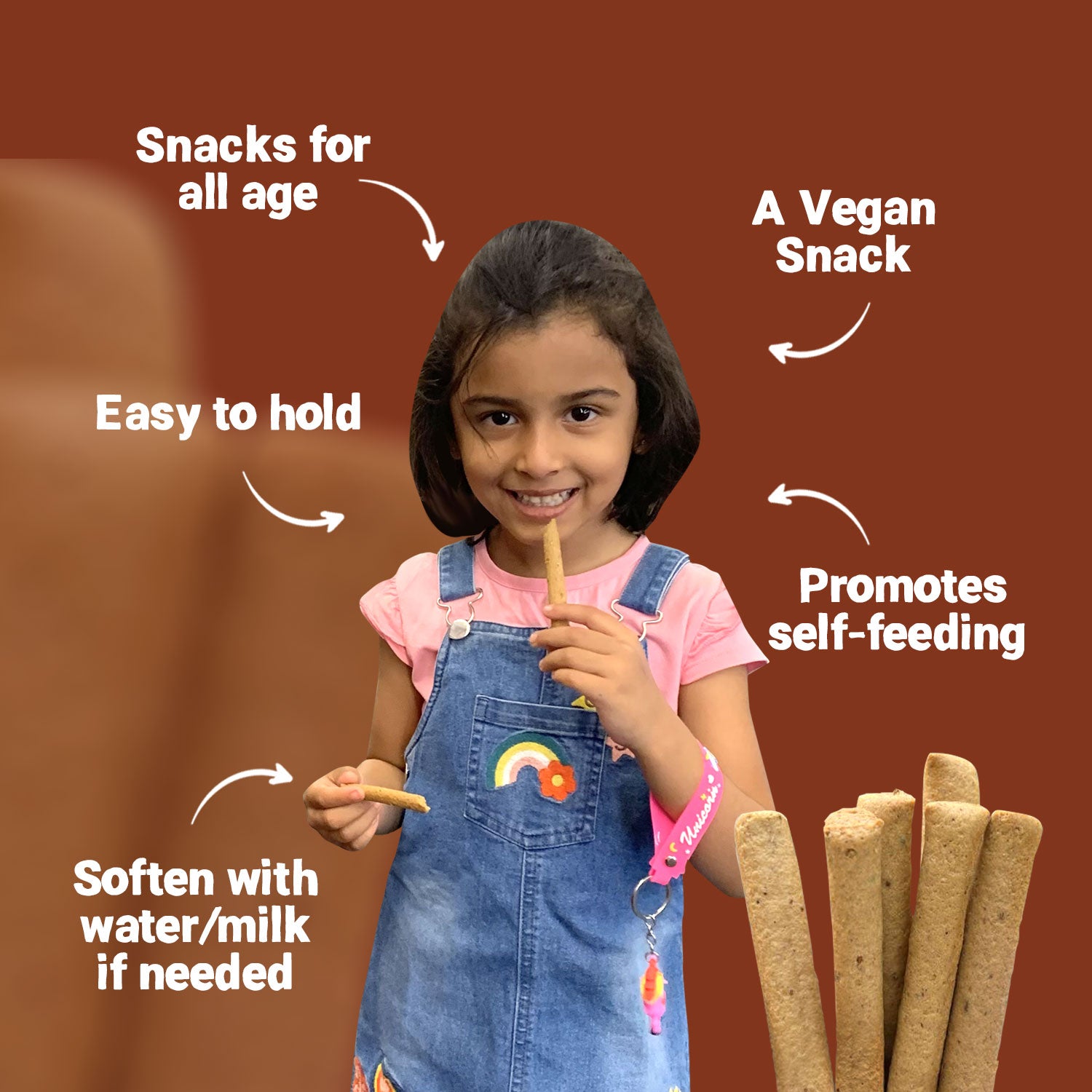 Tots and Moms Whole Wheat, Ajwain & Jeera Teething Sticks made with Jaggery for Babies, 12Months+, 150g