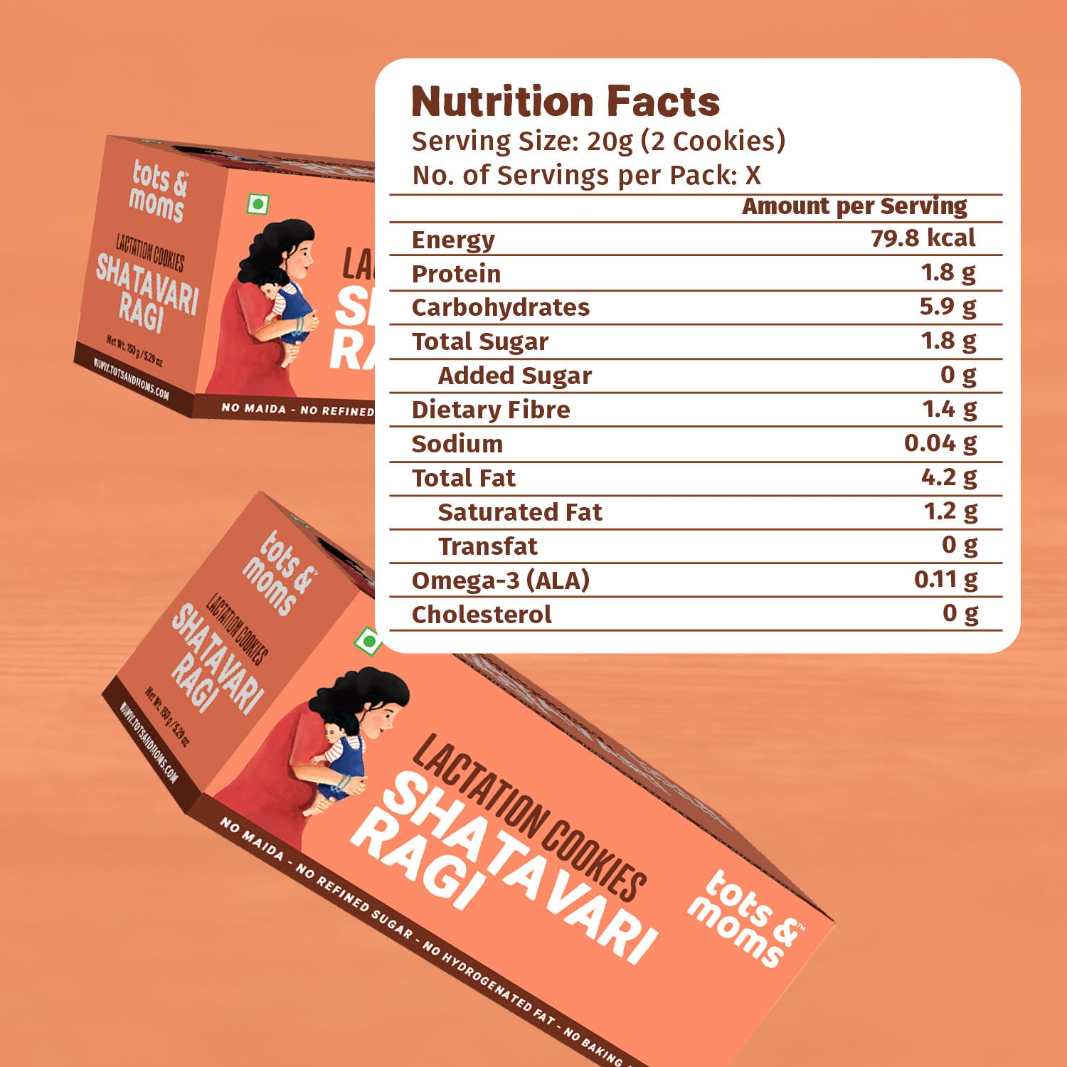 Tots & Moms Lactation Cookies-Shatavari Ragi | Nourishing Support for New Moms | Rich in Calcium, Iron & Omega Fats | Boosts Milk Production & Postpartum Recovery | No Refined Sugar or Preservatives | Pack of 2 - 150g each