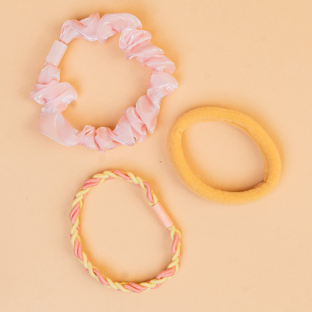 Hair Drama Co Sparkle & Shine Gift Box with 1 Shimmer Hair Band, 2 Hair Pins & 6 Hair Ties - Pink & Yellow